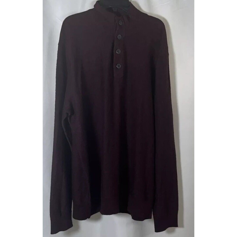XL Red Ale Burgundy Men Sweater With Buttons Long Sleeve 100% Cotton Machine Was